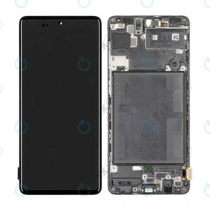 Wyświetlacz do Samsung A71 A715F, Ekran dotykowy z ramką, GH82-22152A, GH82-22248A, Prism Crush Black, Genuine Service Pack