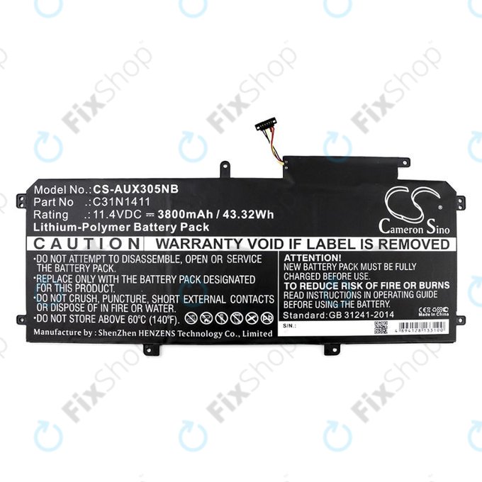 Bateria do Asus Zenbook UX305, 3800mAh, Li-Pol, 11.4V, C31N1411, HQ