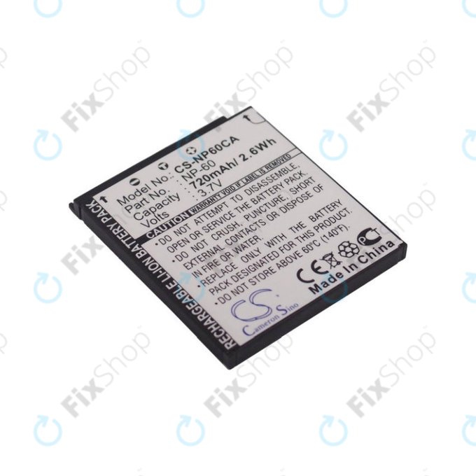 Bateria do Casio Exilim Zoom EX-Z19, EX-Z85, EX-Z9, 720mAh, Li-Ion, 3.7V, NP-60, HQ