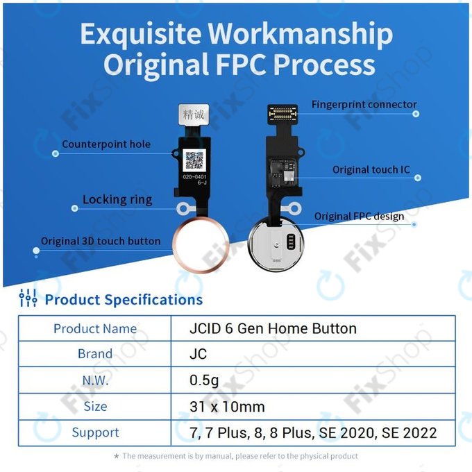 Przycisk Home do iPhone 7, 7 Plus, 8, 8 Plus, SE (2020), SE (2022), JCID 7 Gen, Srebrny, Silver, Bialy, White