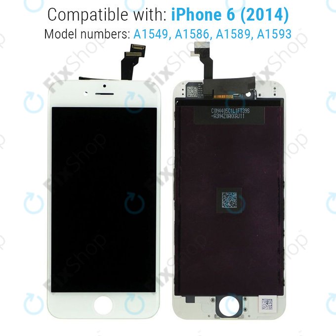 Wyświetlacz dla iPhone 6, White, Ekran dotykowy z ramką, Refurbished
