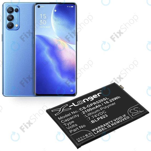 Bateria dla Oppo Reno 5 Pro, 2100mAh, Li-Pol, 7.74 V, BLP823, HQ
