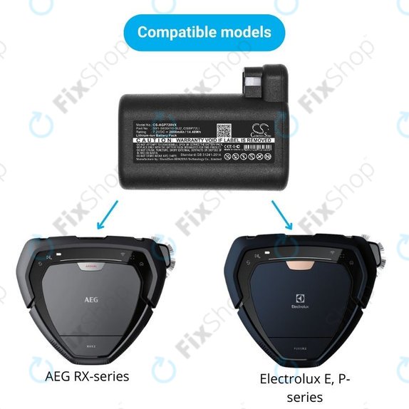 Bateria do AEG RX-seria, Electrolux E, P-seria, S91-0400410-SU2, OSBP72LI, OSBP72LI25, Li-Ion, 7,2V 2000mAh, HQ