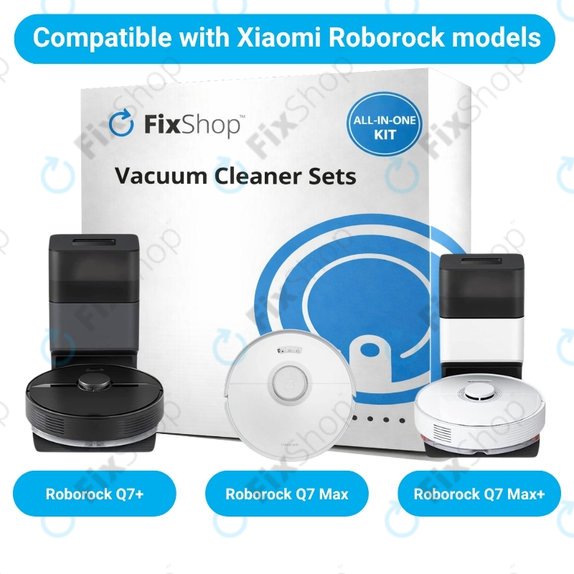 Zestaw części zamiennych do Xiaomi Roborock Q7+, Q7 Max, Q7 Max+ (2x Główna szczotka, 4x Filtr, 4x Szczotka boczna – biała)