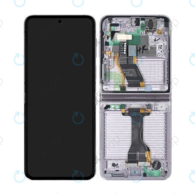 Wyświetlacz do Samsung Z Flip 5 F731B, Ekran dotykowy z ramką, Lawendowy, Lavender, GH82-31828C, GH82-31827C, Genuine Service Pack