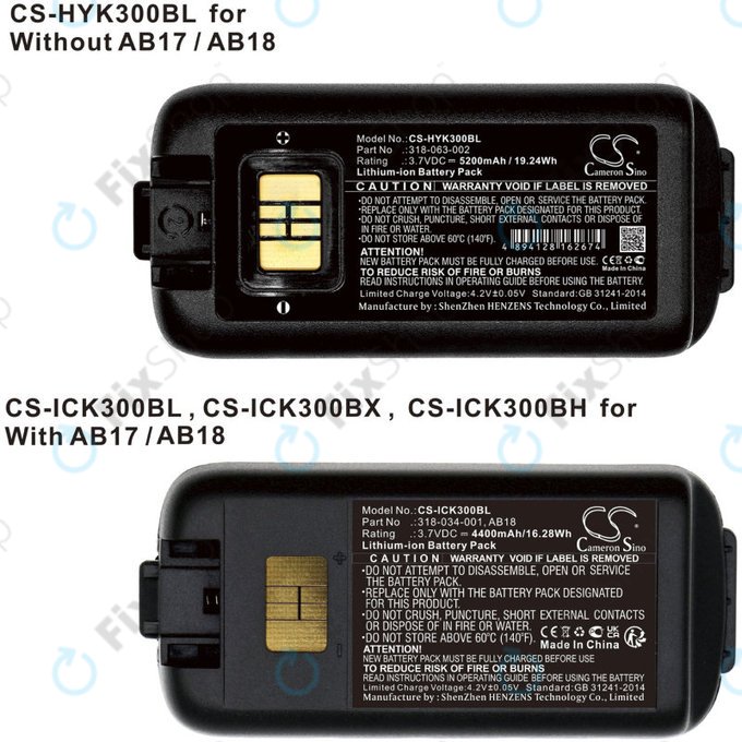 Bateria do Intermec CK3, CK3A, CK3X, CK3R, CK3C, CK3C1, CK3N, 5200mAh, Li-Ion, 3.7V, 318-034-001, HQ
