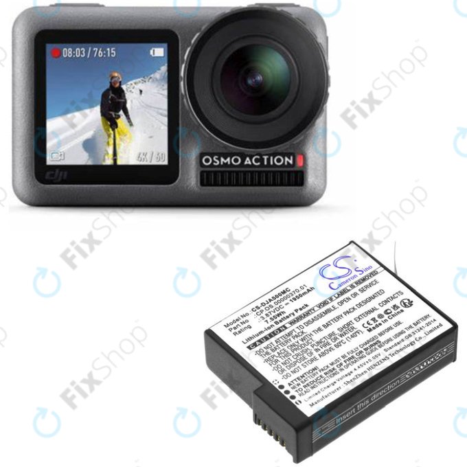 Bateria do DJI Osmo Action 5, 1950mAh, Li-Ion, 3.87V, CP.OS.00000370.01, HQ