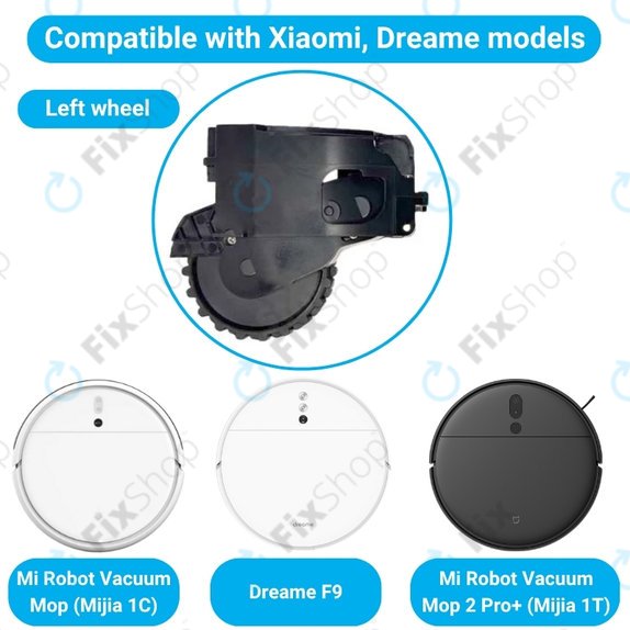 Koło z silnikiem do Xiaomi Dreame F9, Mi Robot Vacuum Mop (Mijia 1C), 2 Pro+ (Mijia 1T), Left, Czarny, Black