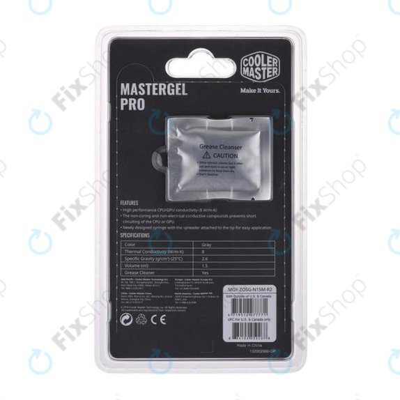 Pasta termoprzewodząca MasterGel Pro V2 do CPU, 4g, szara