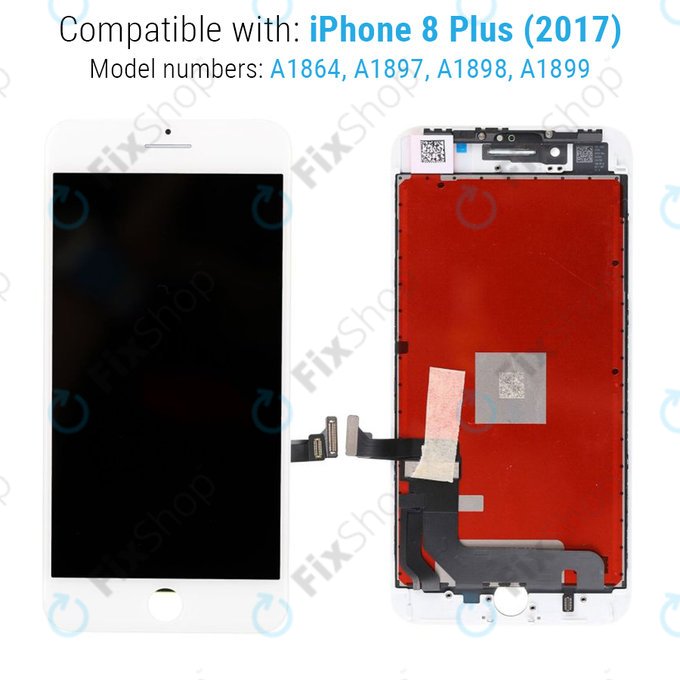 Wyświetlacz dla iPhone 8 Plus, White, Ekran dotykowy z ramką