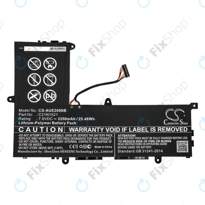 Bateria do Asus VivoBook E200, L200, Eeebook X206, 3350mAh, Li-Pol, 7.6V, C21N1521, HQ