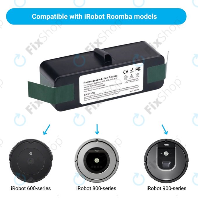 Bateria do iRobot Roomba 600, 800, 900-seria, 4502233, 4374392, 2130LI, Li-Ion, 14,4V 5800mAh