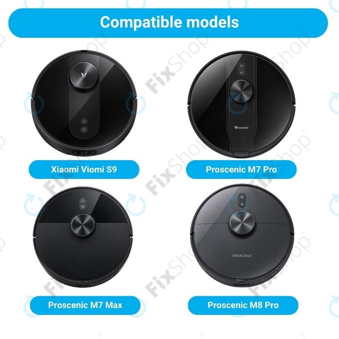 Zestaw części zamiennych do Xiaomi Viomi S9, Proscenic M7 Pro, M7 Max, M8 Pro (1x Główna szczotka, 2x Filtr, 2x Szczotka boczna, 2x Ściereczka mopująca, 2x Worki na kurz)