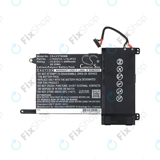 Bateria do Lenovo Eraser Y700, IdeaPad Y700, 4000mAh, Li-Pol, 14.8V, L14S4P22, HQ