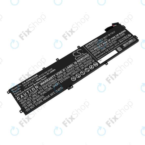 Bateria do Dell XPS 15, Dell Precision 9560, 9570, 8000mAh, Li-Pol, 11.4V, 6GTPY, HQ