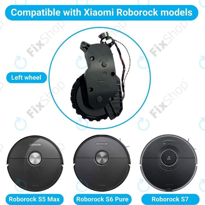 Koło z silnikiem do Xiaomi Roborock S5 Max, S6 Pure, S7, Lewy, Czarny, Black