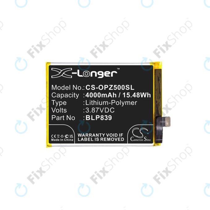 Bateria do Oppo Reno 5 Z 5G CPH2211, BLP839, 4000mAh, HQ