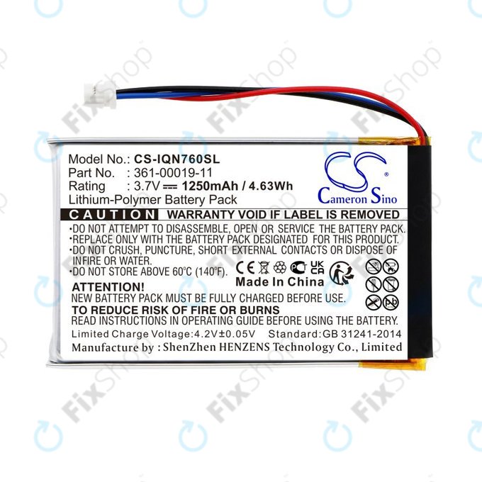 Bateria do Garmin Nüvi 700, 710, 760, 765, Nuvi 3590, 1250mAh, Li-Pol, 3.7V, 361-00019-11, HQ