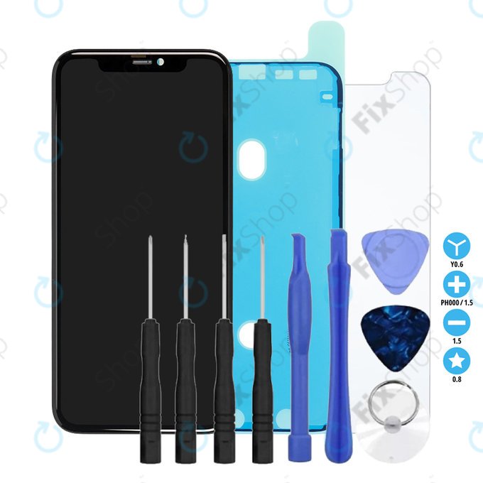 Wyświetlacz dla iPhone 11, Ekran dotykowy z ramką, Klej (Adhesive), Szklo hartowane, Narzędzia, Refurbished