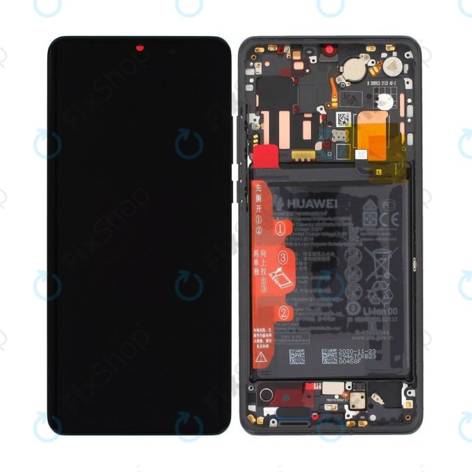 Wyświetlacz do Huawei P30 Pro, P30 Pro 2020, Ekran dotykowy z ramką i baterią, 02352PBT, 02355UMW, 02354NAK, 02355UNB, Czarny, Black, Genuine Service Pack