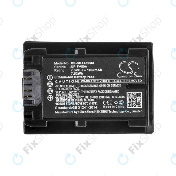 Bateria do Sony FDR-AX33, 40, 45, 53, 60, 700, P33, HDR-CX450, 625, 1030mAh, Li-Ion, 7.3V, NP-FV50A, HQ