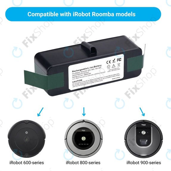 Bateria do iRobot Roomba 600, 800, 900-seria, 4502233, 4374392, 2130LI, Li-Ion, 14,4V 5800mAh
