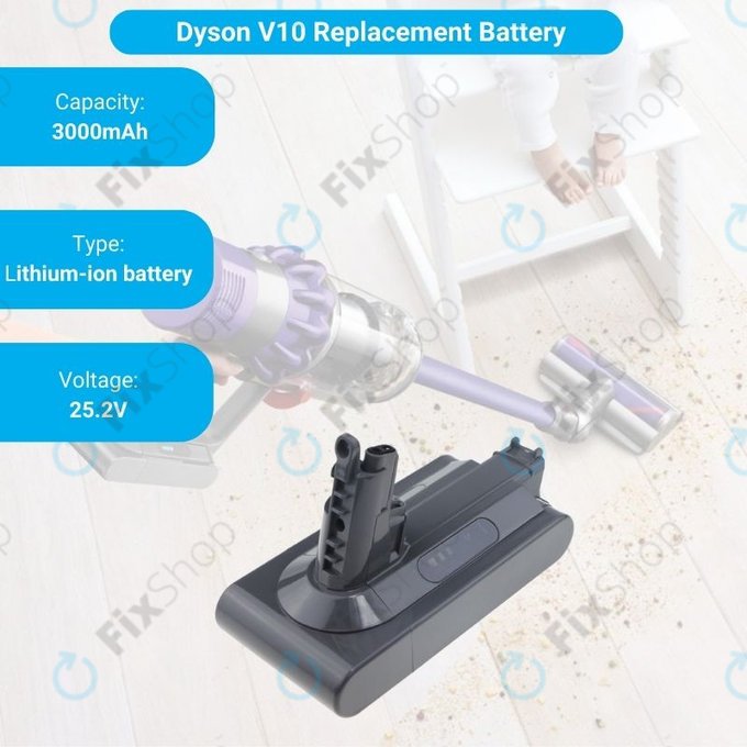 Bateria do Dyson V10, 969352-02, SV12, 206340, Li-Ion, 25,2V 3000mAh, HQ