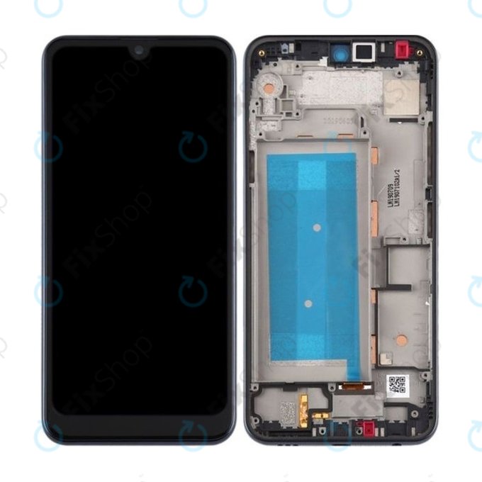 Wyświetlacz do LG Q60 X525 Single SIM, Ekran dotykowy z ramką, Niebieski, Blue, TFT