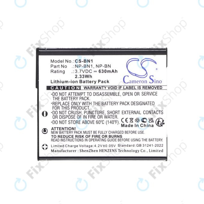 Bateria do Sony Cyber-Shot DSC-TX20, TX9, 630mAh, Li-Ion, 3.7V, NP-BN1, HQ