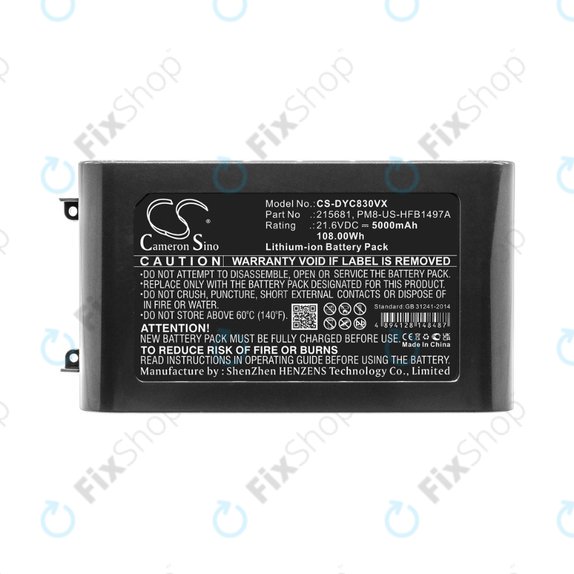 Bateria do Dyson V8, 215681, PM8-US-HFB1497A, Li-Ion, 21,6V 5000mAh, HQ