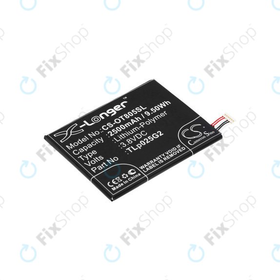 Bateria do Alcatel One Touch Pixi 8", 2500mAh, Li-Pol, 3.8V, TLp025G2, HQ