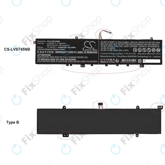 Bateria do Lenovo Yoga, 4300mAh, Li-Pol, 15.36V, L18D4PF1, HQ