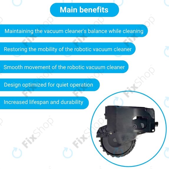 Koło z silnikiem do Xiaomi Dreame F9, Mi Robot Vacuum Mop (Mijia 1C), 2 Pro+ (Mijia 1T), Left, Czarny, Black