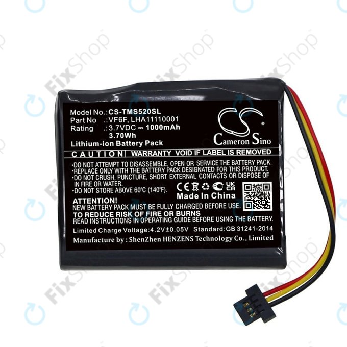Bateria do TomTom Start 52, 1000mAh, Li-Ion, 3.7V, VF6F, HQ