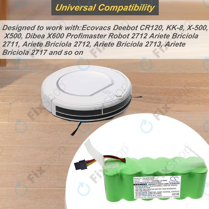 Bateria do Ecovacs Deebot CR120, KK-8, X500, LP43SC2000P, Ni-MH, 14,4V 2000mAh, HQ