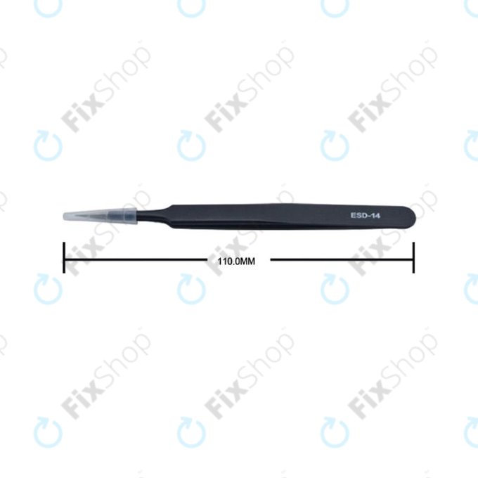 Metalowa pęseta antystatyczna z prostą, ostrą końcówką, 110mm, Vetus ESD-14