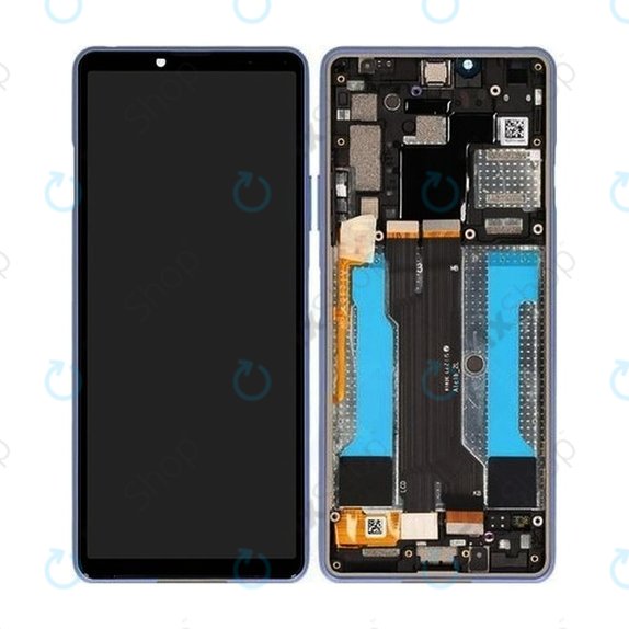 Wyświetlacz do Sony Xperia 10 III, Ekran dotykowy z ramką, A5034094A, Niebieski, Blue, Genuine Service Pack