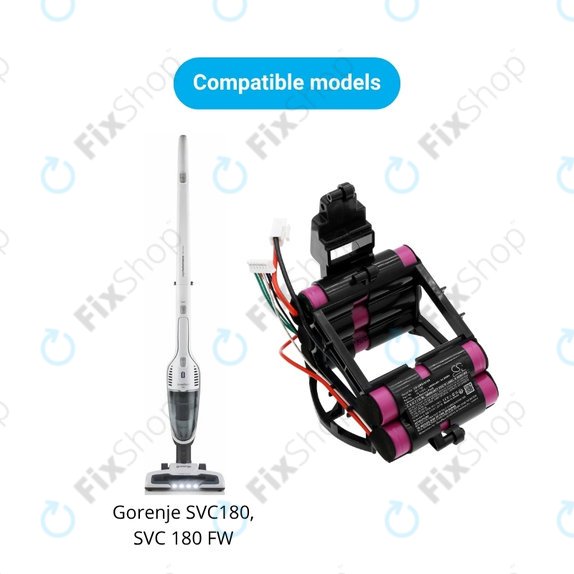 Bateria do Gorenje SVC-seria, 861789, Li-Ion, 18,0V 3000mAh, HQ