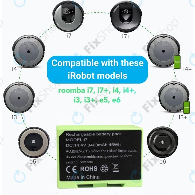 Bateria do iRobot Roomba e-seria, i-seria, ABL-D1, 4624864, ABL-D2, Li-Ion, 14,4V 3400mAh