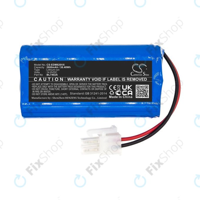 Bateria do Ecovacs Deebot M82, Tesla RoboStar T50, T60, T80 Pro, 2600mAh, Li-Ion, 14.8V, BL7402A, HQ