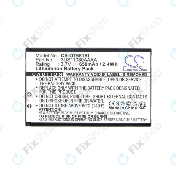 Bateria do Alcatel Lollipops, 650mAh, Li-Ion, 3.7V, 3DS11080AAAA, HQ