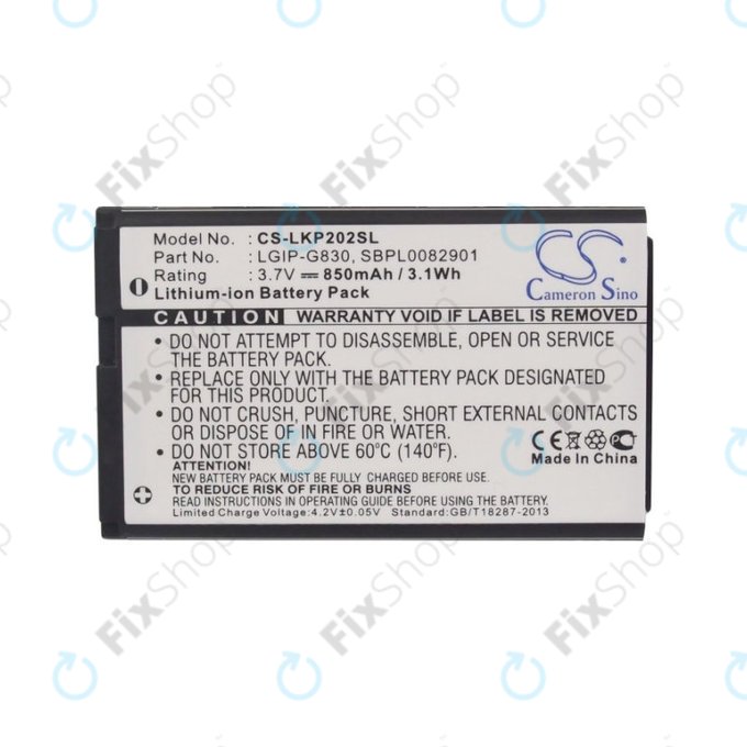 Bateria do LG KG120, 850mAh, Li-Ion, 3.7V, LGIP-G830, HQ