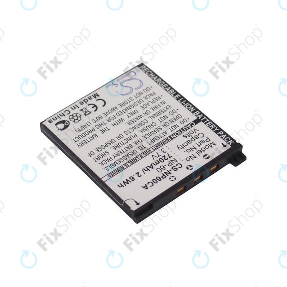 Bateria do Casio Exilim Zoom EX-Z19, EX-Z85, EX-Z9, 720mAh, Li-Ion, 3.7V, NP-60, HQ