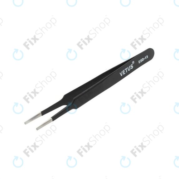 Metalowa pęseta antystatyczna z płaską końcówką, 115mm, Vetus ESD-13