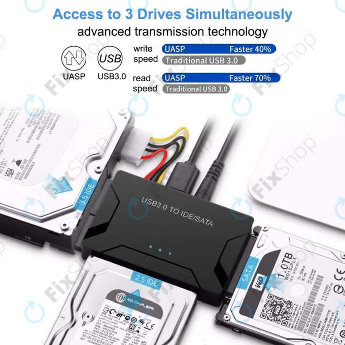 Adapter USB 3.0 na SATA / IDE do dysków HDD/SSD 2.5" i 3.5" oraz napędów optycznych