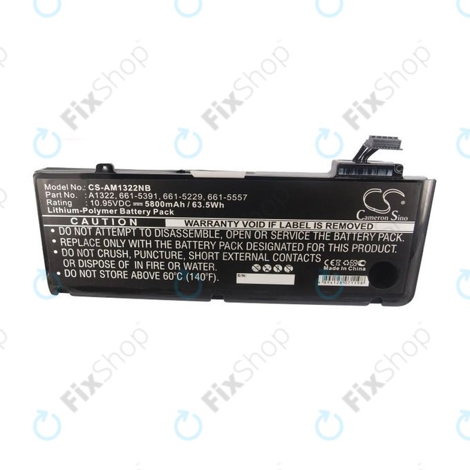 Bateria do MacBook Pro 13" A1278 (Mid 2009 - Mid 2012), 5800mAh, HQ