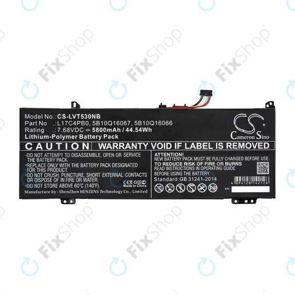 Bateria do Lenovo Air 14, Flex 6, Ideapad 530, Yoga 530, 5800mAh, Li-Pol, 7.68V, L17C4PB0, HQ