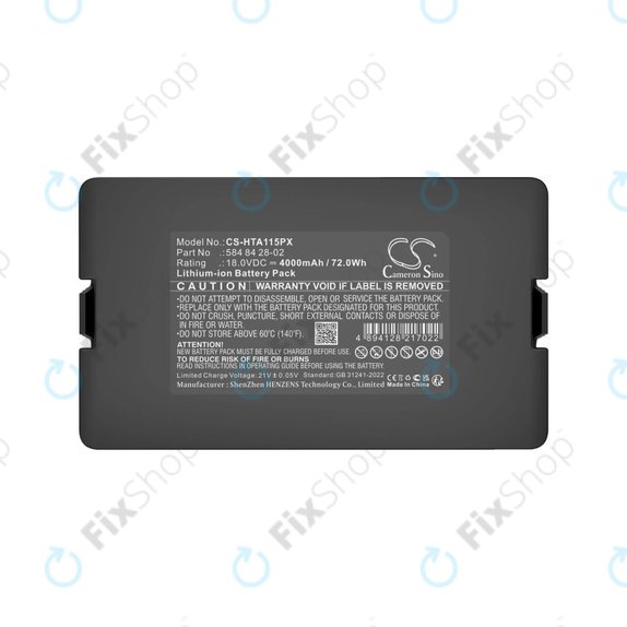Bateria do Flymo Easilife 200, Gardena Automower 310, Husqvarna Automower 315X, 4000mAh, Li-Ion, 18.0V, 584 84 28-02, HQ