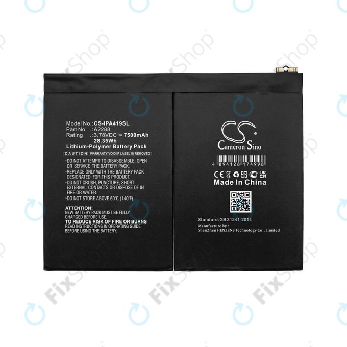 Bateria do iPad Air, 4th Gen 2020, 5th Gen 2022, 11, 2024, A2288, 7500mAh, HQ