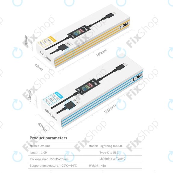 Przewód ładujący z automatycznym wykrywaniem (Lightning – USB‑A), AV-Line